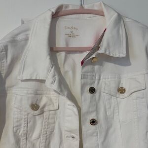 Lilly Pulitzer White Denim Jacket with Gold Buttons